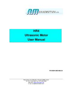 HR4 Ultrasonic Motor User Manual P/N MSP4-M00-M00-30