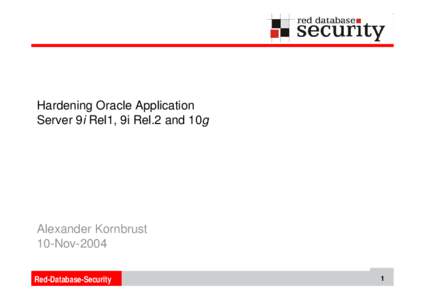 Hardening Oracle Application Server 9i and 10g