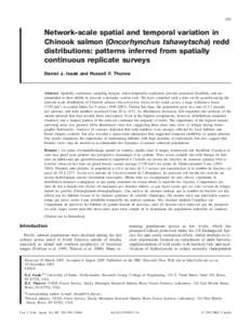 285  Network-scale spatial and temporal variation in Chinook salmon (Oncorhynchus tshawytscha) redd distributions: patterns inferred from spatially continuous replicate surveys