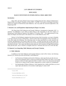 Family / Hong Kong / Child custody / Abuse / Child safety / Law of Hong Kong / Hague Convention on the Civil Aspects of International Child Abduction / Court of Final Appeal / Contact / Law / International child abduction / Family law