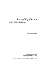 Beyond Equilibrium Thermodynamics ¨ Hans Christian Ottinger