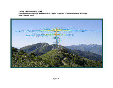 LITTLE FARNSWORTH PEAK Electromagnetic Energy Measurements, Alpha Property, Ground Level and Rooftops Date: July 29, 2003