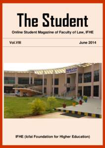 The Student Online Student Magazine of Faculty of Law, IFHE Vol.VIII June 2014