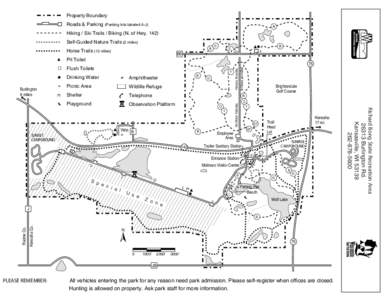 Property Boundary Roads & Parking (Parking lots labeled A-J) R  Hiking / Ski Trails / Biking (N. of Hwy. 142)