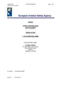 European Aviation Safety Agency / Type certificate / Blaník / LET L-13 Blaník / LET L-23 / Glider aircraft / Aviation / Transport