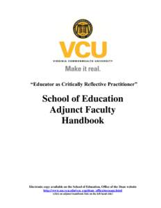 “Educator as Critically Reflective Practitioner”  School of Education Adjunct Faculty Handbook