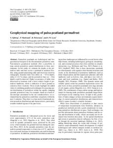 The Cryosphere, 9, 465–478, 2015 www.the-cryosphere.net[removed]doi:[removed]tc[removed] © Author(s[removed]CC Attribution 3.0 License.  Geophysical mapping of palsa peatland permafrost