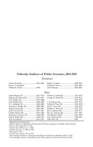 434  Nebraska State Government Nebraska Auditor of Public Accounts, 2013 Mike Foley