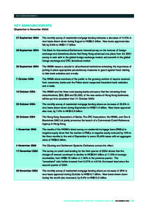 KEY ANNOUNCEMENTS  KEY ANNOUNCEMENTS (September to November[removed]September 2004