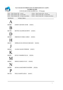 FACULDADE DE DIREITO DE SÃO BERNARDO DO CAMPO VESTIBULAR 2018 CONVOCADOS PARA MATRÍCULA - 9ª Chamada DI2201 – Direito | Matutino | SBC – Universal  DI2201 – Direito | Notrurno | SBC – Universal