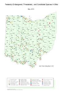 Federally Endangered, Threatened, and Candidate Species in Ohio May, 2013 Z Z