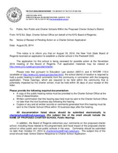 THE STATE EDUCATION DEPARTMENT / THE UNIVERSITY OF THE STATE OF NEW YORK CHARTER SCHOOL OFFICE ROOM 5N EB Mezzanine, 89 WASHINGTON AVENUE, ALBANY NY, 12234 Tel[removed]; Fax[removed]; [removed]d.g