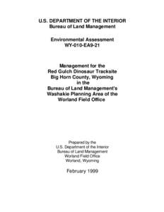 U.S. DEPARTMENT OF THE INTERIOR  Bureau of Land Management Environmental Assessment