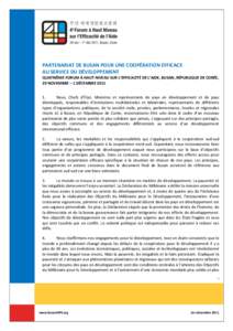 PARTENARIAT DE BUSAN POUR UNE COOPÉRATION EFFICACE AU SERVICE DU DÉVELOPPEMENT QUATRIÈME FORUM À HAUT NIVEAU SUR L’EFFICACITÉ DE L’AIDE, BUSAN, RÉPUBLIQUE DE CORÉE, 29 NOVEMBRE – 1 DÉCEMBRE[removed]Nous, Ch