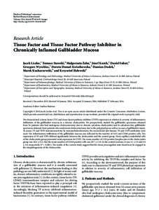 Tissue Factor and Tissue Factor Pathway Inhibitor in Chronically Inflamed Gallbladder Mucosa