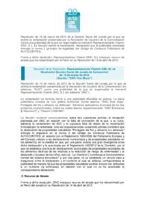 Resolución de 18 de marzo de 2015 de la Sección Sexta del Jurado por la que se estima la reclamación presentada por la Asociación de Usuarios de la Comunicación contra una publicidad de la que es responsable la merc