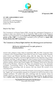 Republika ng Pilipinas  Komisyon ng Karapatang Pantao (Commission on Human Rights)  19 September 2008