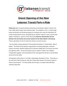       Grand Opening of the New Lebanon Transit Park-n-Ride