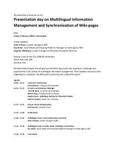 We would like to invite you to the  Presentation day on Multilingual Information