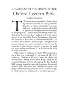 AN ACCOUNT OF THE MAKING OF THE  Oxford Lectern Bible BY BRUCE ROGERS  T