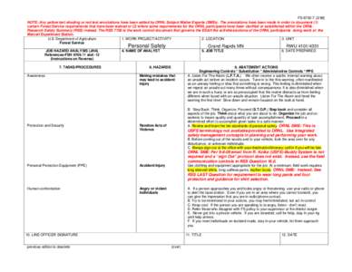 FS[removed]NOTE: Any yellow text shading or red text annotations have been added by ORNL Subject Matter Experts (SMEs). The annotations have been made in order to document (1) certain Forest Service requirements th