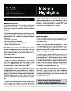 kiutyt,ut,mu Vol. XII, Issue 2 June 7-9, 2010 West Virginia Legislature’s Office of Reference & Information