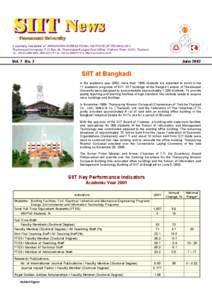 A quarterly newsletter of SIRINDHORN INTERNATIONAL INSTITUTE OF TECHNOLOGY Thammasat University, P.O. Box 22, Thammasat-Rangsit Post Office, Pathum Thani 12121, Thailand Tel. +[removed], [removed]~9 Fax. +[removed]