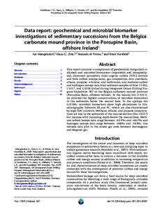 Ferdelman, T.G., Kano, A., Williams, T., Henriet, J.-P., and the Expedition 307 Scientists Proceedings of the Integrated Ocean Drilling Program, Volume 307 Data report: geochemical and microbial biomarker investigations 