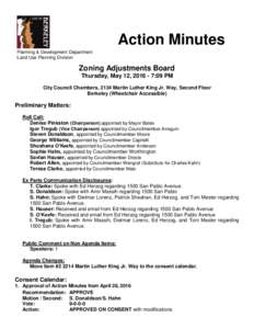 Action Minutes Planning & Development Department Land Use Planning Division Zoning Adjustments Board Thursday, May 12, :09 PM