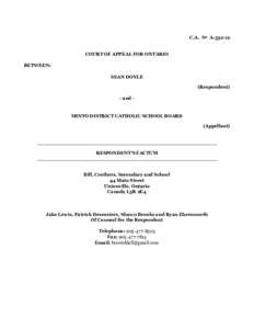 C.A. No A[removed]COURT OF APPEAL FOR ONTARIO BETWEEN: SEAN DOYLE (Respondent) - and -