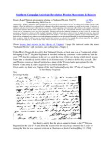 Southern Campaign American Revolution Pension Statements & Rosters Bounty Land Warrant information relating to Nathaniel Morris VAS759 Transcribed by Will Graves vsl 2VA[removed]