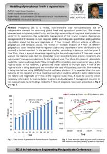 Modeling of phosphorus flow in a regional scale Author: Rubel Biswas Chowdhury Email: [removed] Supervisors : Dr Graham Moore, Dr Meenakshi Arora, Dr Tony Weatherley Department: Infrastructure Enginee