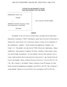 Case 1:00-cvRBW Document 269 FiledPage 1 of 14  UNITED STATES DISTRICT COURT FOR THE DISTRICT OF COLUMBIA ____________________________________ )