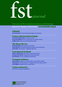 fst  journal The Journal of The Foundation for Science and Technology Volume 21 Number 5 March 2015 www.foundation.org.uk