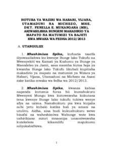 HOTUBA YA WAZIRI WA HABARI, VIJANA, UTAMADUNI NA MICHEZO, MHE. DKT. FENELLA E. MUKANGARA (MB), AKIWASILISHA BUNGENI MAKADIRIO YA MAPATO NA MATUMIZI YA BAJETI KWA MWAKA WA FEDHA[removed]