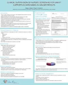 CLINICAL SUPERVISION OF NURSES: SCREENING FOR UNMET SUPPORTIVE CARE NEEDS IN CANCER PATIENTS Berger I, Breen S, Pigott C, Aranda S. Department of Nursing and Supportive Care Research, Peter MacCallum Cancer Centre, East 