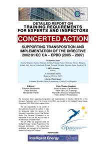 DETAILED REPORT ON  TRAINING REQUIREMENTS FOR EXPERTS AND INSPECTORS  CONCERTED ACTION