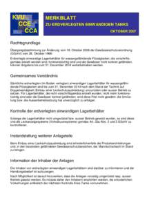 KVU CCE CCA MERKBLATT ZU ERDVERLEGTEN EINWANDIGEN TANKS