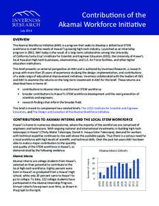 OVERVIEW  I CONTRIBUTIONS TO AKAMAI INTERNS AND THE LOCAL STEM WORKFORCE