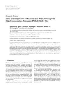 Effect of Temperature on Chinese Rice Wine Brewing with High Concentration Presteamed Whole Sticky Rice