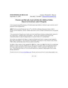 FOR IMMEDIATE RELEASE September 18, 2007 Contact: Elizabeth C. Duncan[removed][removed]removed]