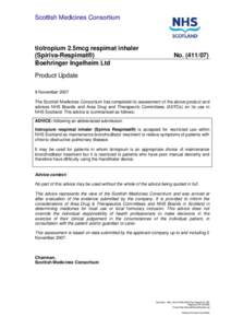Scottish Medicines Consortium  tiotropium 2.5mcg respimat inhaler (Spiriva-Respimat®) Boehringer Ingelheim Ltd