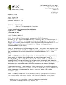 DA2014-231 October 17, 2014 ATCO Electric Ltd[removed] – 105 Street Edmonton, Alberta T5J 2V6