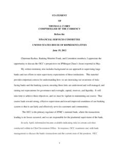 Statement of Comptroller of the Currency Thomas J. Curry