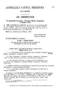 No. 9 of[removed]AN ORDINANCE To amend the Companies (Uranium Mining Ordinance 1970.