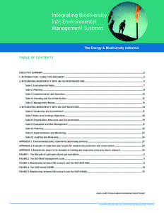 Integrating Biodiversity into Environmental Management Systems The Energy & Biodiversity Initiative TABLE OF CONTENTS