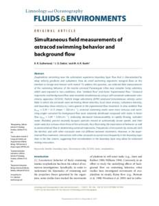 ORIGINAL ARTICLE  Simultaneous field measurements of ostracod swimming behavior and background flow K. R. Sutherland, 1,2 J. O. Dabiri, 3 and M. A. R. Koehl 4