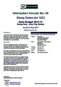 Taxation in the United States / Rebate / Government / Tax / Stamp duty / Geography of Australia / Business / Adelaide / Sales promotion / Taxation in the United Kingdom