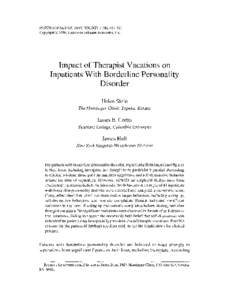 PSYCHOANALYTIC PSYCHOLOGY 13(4), [removed]Copyright © 1996, Lawrence Erlbaum Associates, Inc. Impact of Therapist Vacations on Inpatients With Borderline Personality Disorder