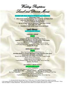 Wedding Reception Lunch & Dinner Menus